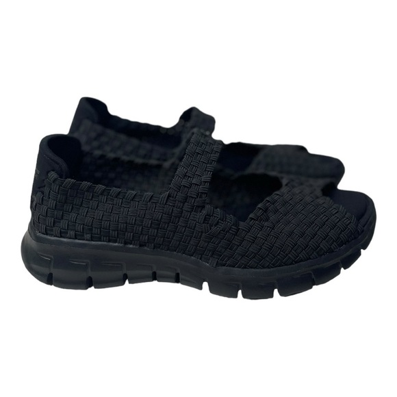 Skechers Synergy Women’s Black Open Toe Weave Memory Foam Sandals - Picture 4 of 9